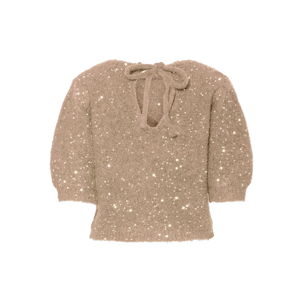 Pieces Mesva Sequin Tie Back Jumper